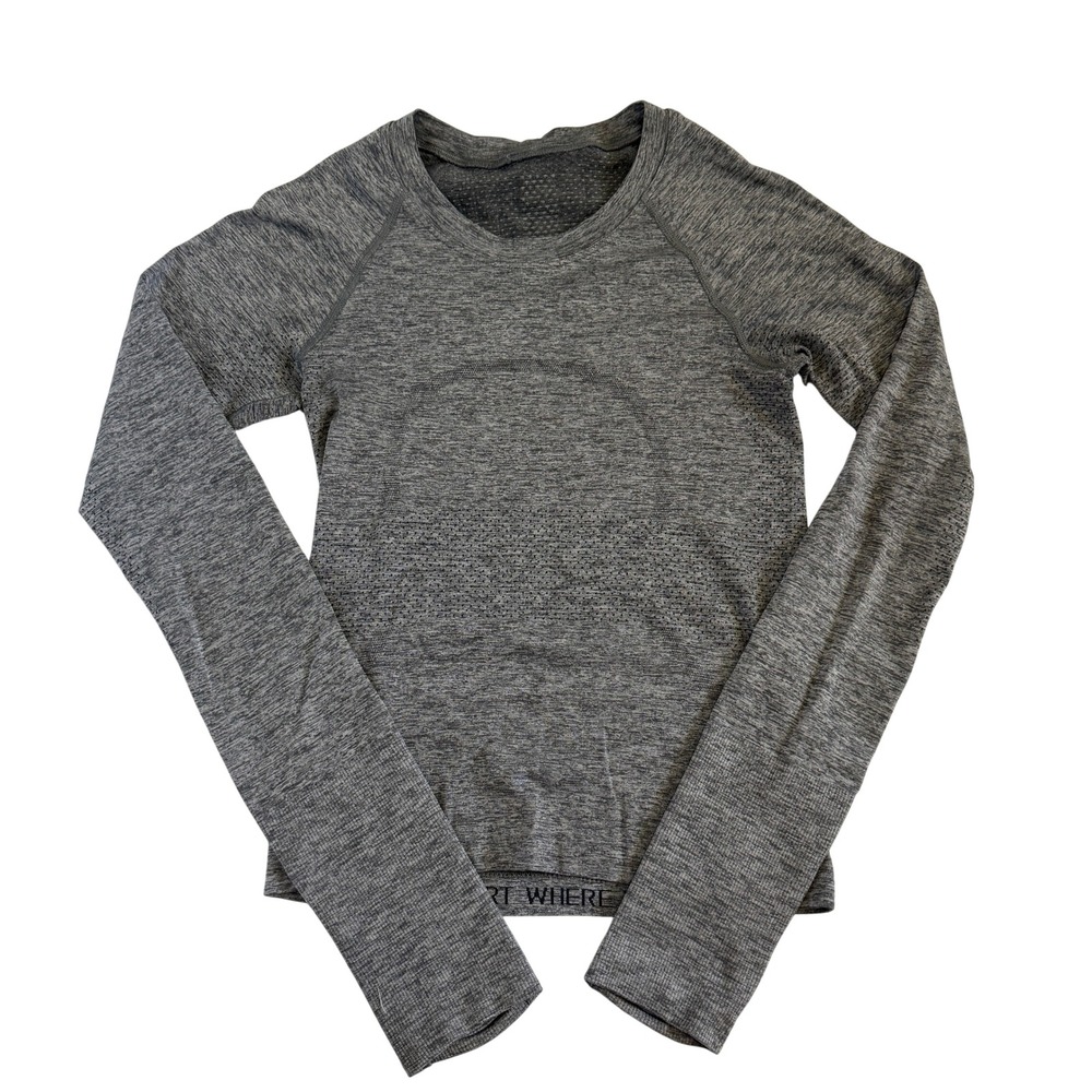 Lululemon Swiftly Tech Long Sleeve Crew 2.0 Waist Length Grey Size 2 Running Top